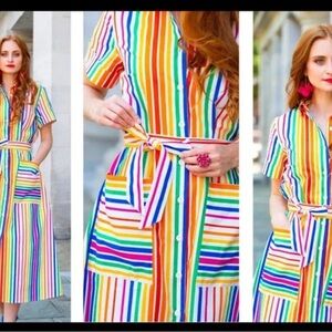 NWT Christopher John Rogers Striped Rainbow Dress Size 2